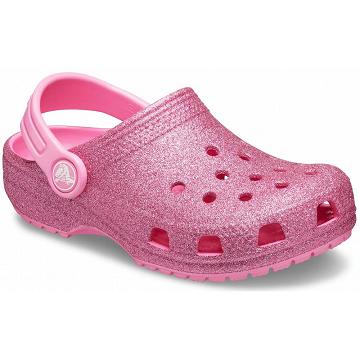 Crocs Klassiska Glitter Clogs Tjej Rosa | Sverige 1496FDNM